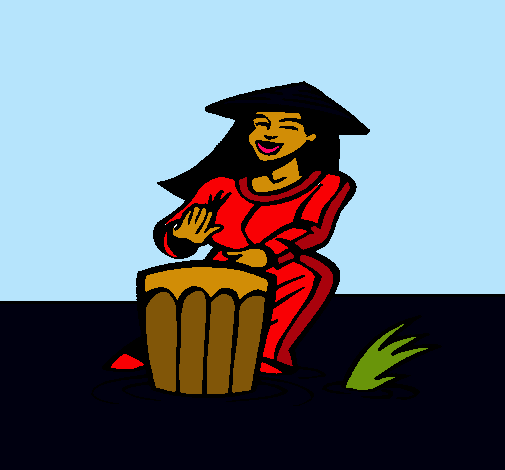 Mujer tocando el bongó