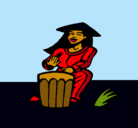Dibujo Mujer tocando el bongó pintado por soraima