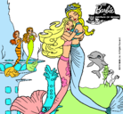 Dibujo Barbie sirena y la reina sirena pintado por martareina