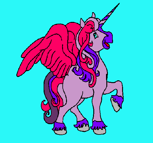 Dibujo Unicornio con alas pintado por gatita11