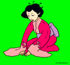 Dibujo Geisha saludando pintado por luchia9