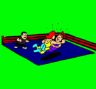 Dibujo Lucha en el ring pintado por luchin