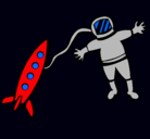 Dibujo Cohete y astronauta pintado por yonni400