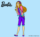 Dibujo Barbie con look casual pintado por barbye