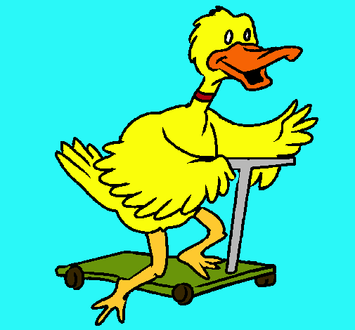 Pato en patinete