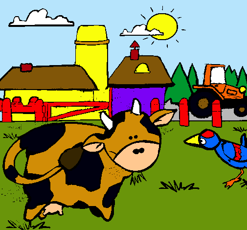 Vaca en la granja