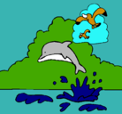 Dibujo Delfín y gaviota pintado por sgamez2