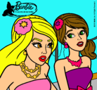 Dibujo Barbie y su amiga pintado por melania