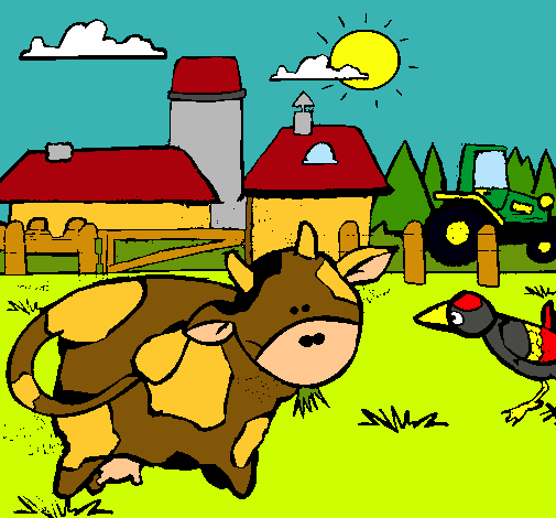 Vaca en la granja