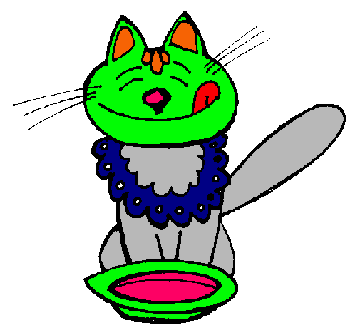 Dibujo Gato comiendo pintado por xHellex