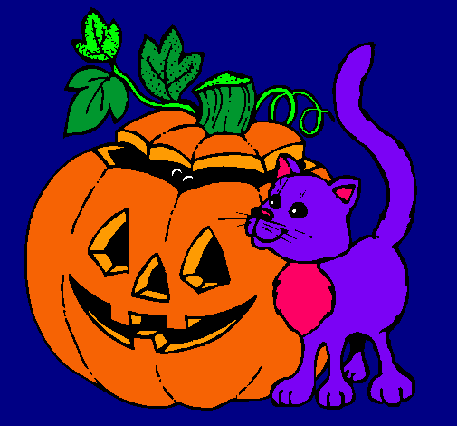 Calabaza y gato