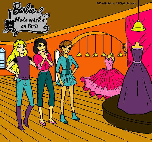 Barbie mirando vestidos