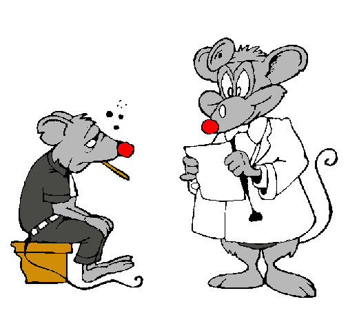 Doctor y paciente ratón