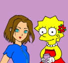 Dibujo Sakura y Lisa pintado por laika
