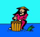 Dibujo Mujer tocando el bongó pintado por veluz