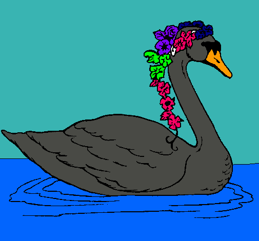 Cisne con flores