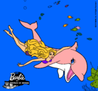 Dibujo Barbie y delfín pintado por angie487