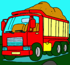 Dibujo Camión de carga pintado por rojo