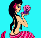 Dibujo Sirena y perla pintado por lindaoh741