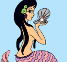 Dibujo Sirena y perla pintado por hermanas01