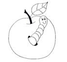 Dibujo Manzana con gusano pintado por paltanito