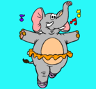 Dibujo Elefante con tutú pintado por carocho