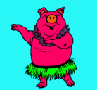 Dibujo Cerdo hawaiano pintado por critina