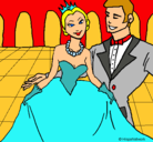 Dibujo Princesa y príncipe en el baile pintado por facebook1122