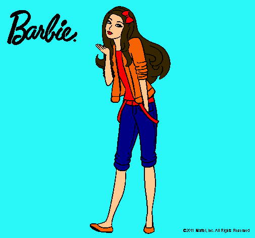Dibujo Barbie con look casual pintado por crisguapa