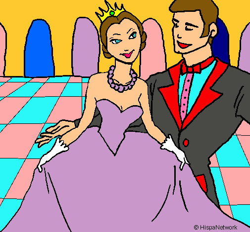 Dibujo Princesa y príncipe en el baile pintado por Yanii