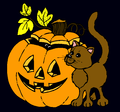 Calabaza y gato