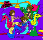 Dibujo Sirenas y caballitos de mar pintado por elena7