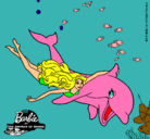 Dibujo Barbie y delfín pintado por izaro