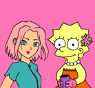 Dibujo Sakura y Lisa pintado por sairi8
