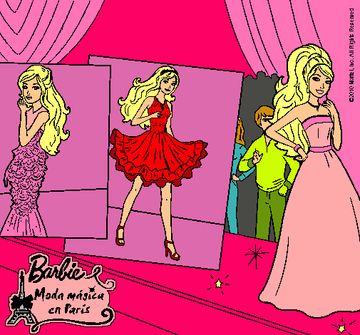 Dibujo Barbie, desfilando por la pasarela pintado por martareina