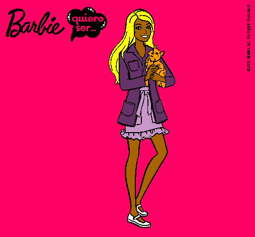 Dibujo Barbie con un gatito pintado por jasmina155