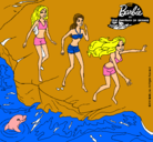 Dibujo Barbie y sus amigas en la playa pintado por pililonchi