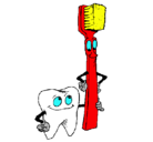 Dibujo Muela y cepillo de dientes pintado por miks