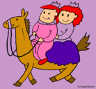 Dibujo Príncipes a caballo pintado por vergara