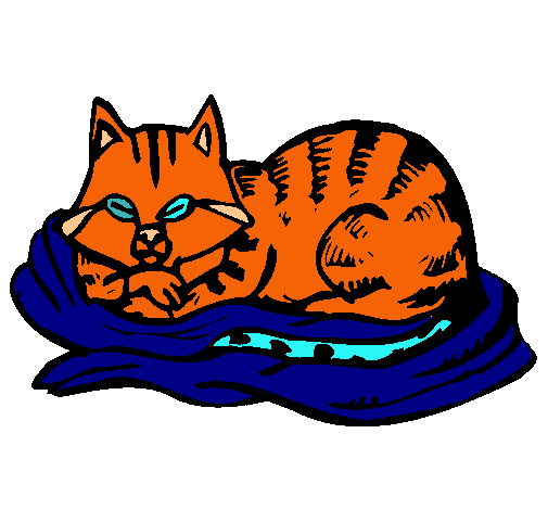 Dibujo Gato en su cama pintado por Vale06