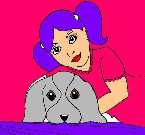 Dibujo Niña abrazando a su perro pintado por Ratona15