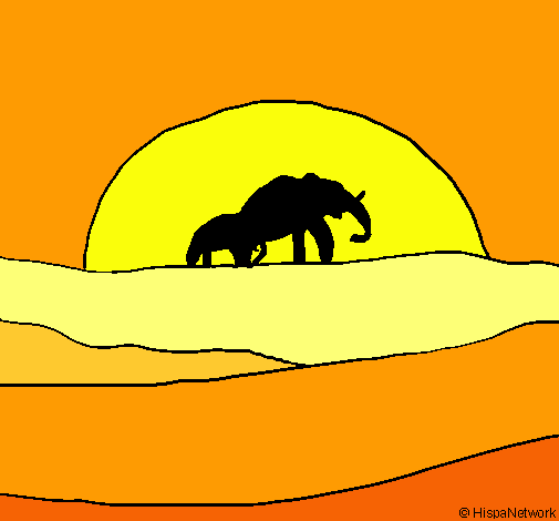 Elefante en el amanecer