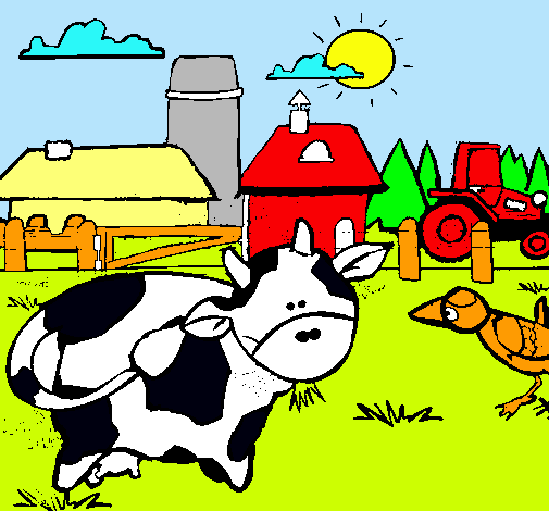 Vaca en la granja