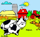 Dibujo Vaca en la granja pintado por pulgas