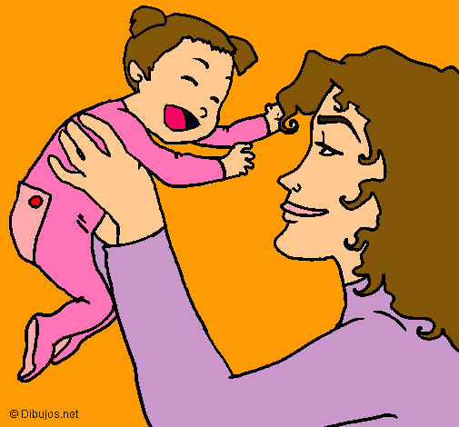 Dibujo Madre con su bebe pintado por loqiita
