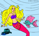 Dibujo Barbie sirena con su amiga pez pintado por bhueri