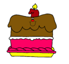 Dibujo Pastel de cumpleaños pintado por becky