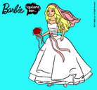 Dibujo Barbie vestida de novia pintado por crisguapa