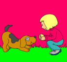 Dibujo Niña y perro jugando pintado por Ratona15