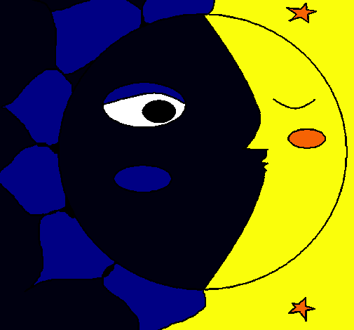 Dibujo Sol y luna 3 pintado por izza